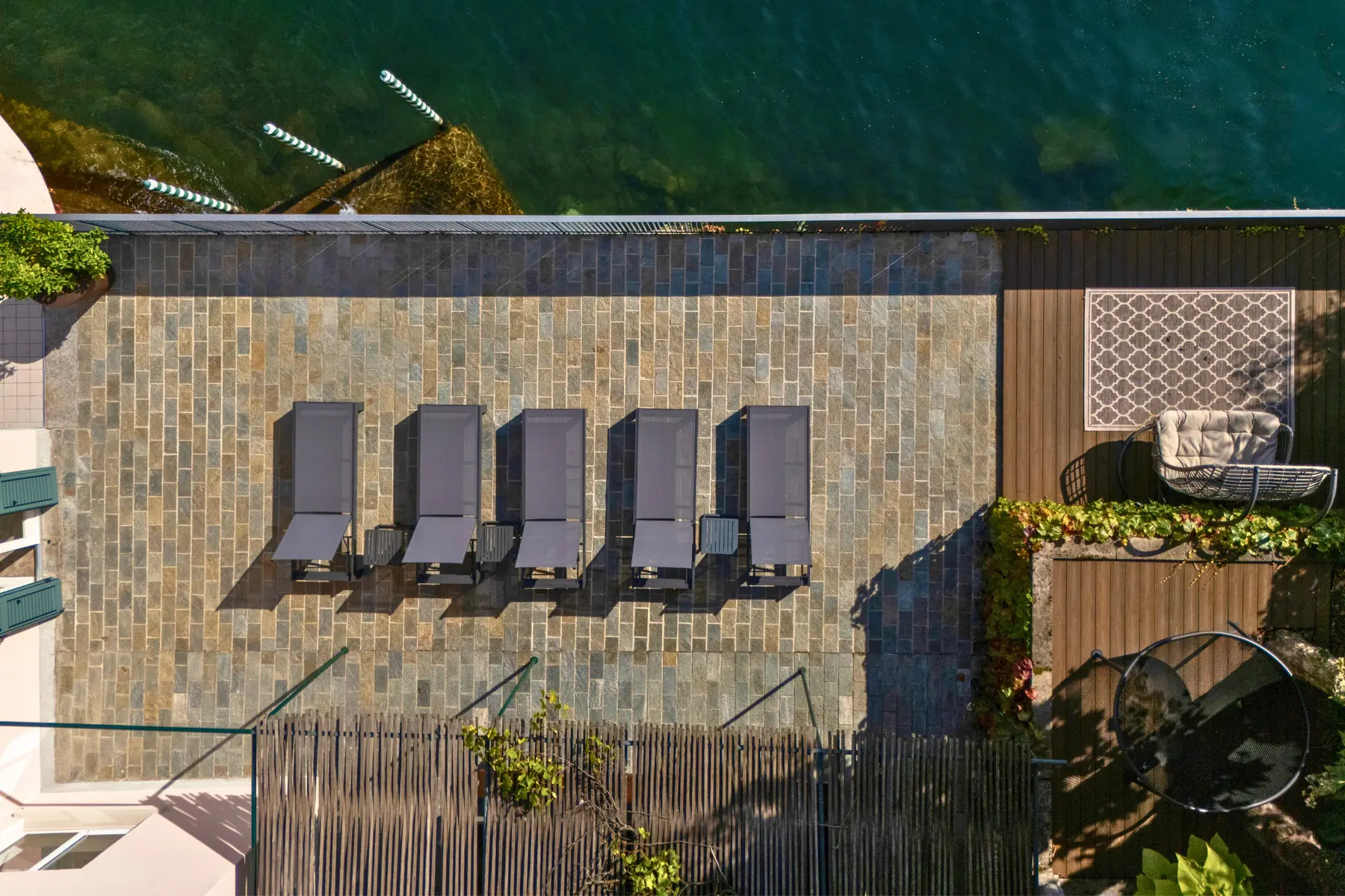 Villa Teresa's waterfront setting from above